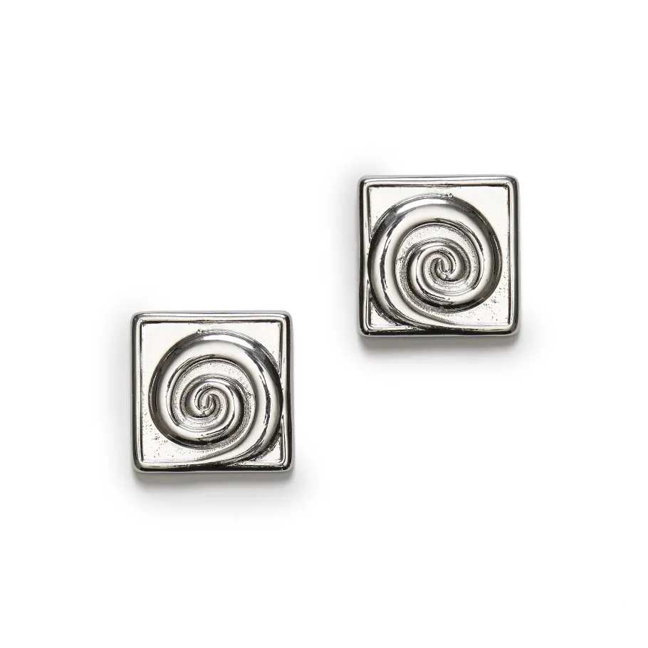Clearance Swirly Square Earring - Silver Earrings