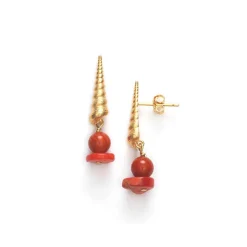Discount Turret Shell Earrings - Burnt Coral Earrings